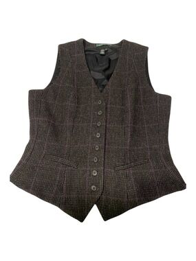 Vintage 90s Lauren Ralph Lauren Wool Plaid Vest Sz 8 - GREAT CONDITION!